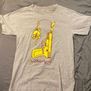 yellow and red gun n rose gray theory shirt